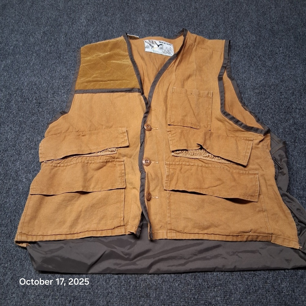 Vintage Duck Bay Shooting Hunting Trap‎ Skeet Vest Brown Size Medium